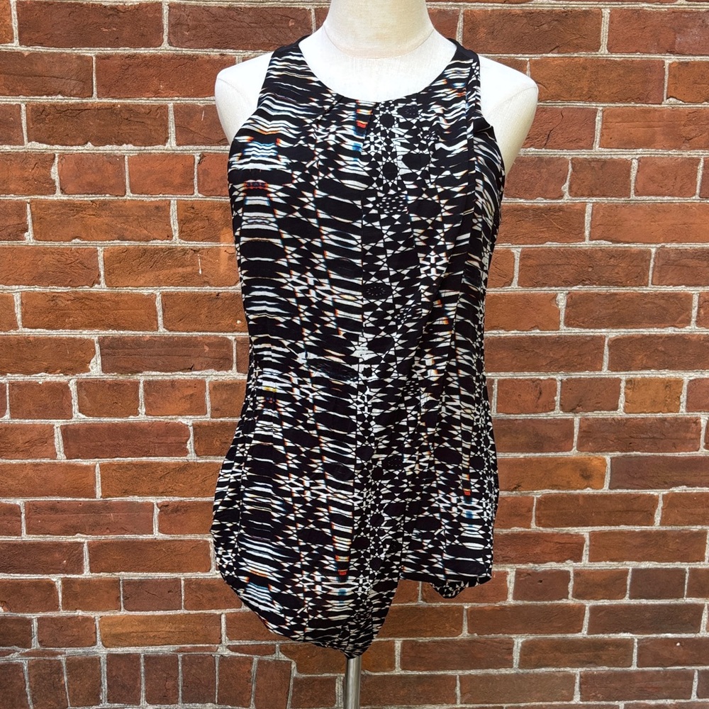 Maje Silk Blend Tank Top Patterned Dress Arabesque